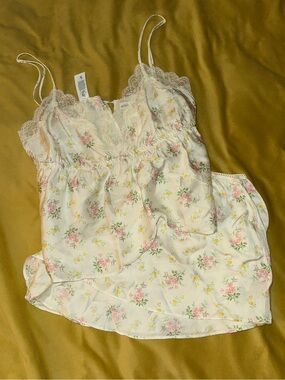 aerie satin pajama short and tank set